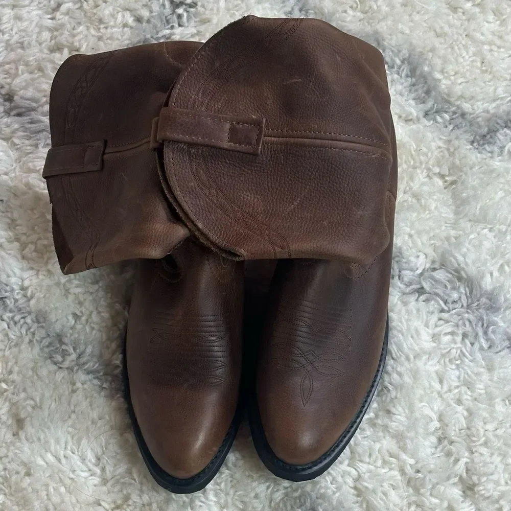 Brown Leather Cowboy Boots 10 D
